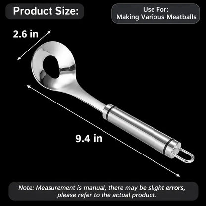🥄Stainless Steel Meatball Maker Spoon, Non-Stick Meat Ball Extrusion Scoop, Easy Squeeze Meatball Mold for Fish Balls, Shrimp Paste