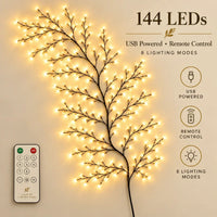 7.5ft / 2.3m – 144 LED Lights (Remote Included)