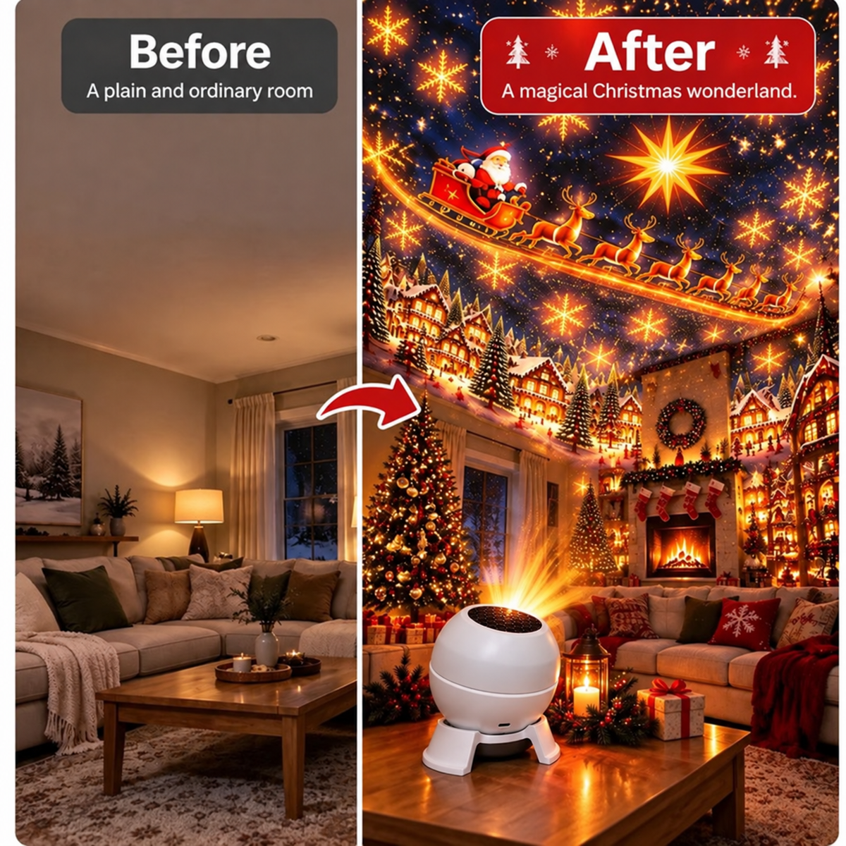 🔥Turn Any Room Into a Christmas Wonderland – Holiday Projection Night Light❄️