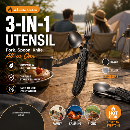 🎉Surprise 50% off！🏕️Must-have for outdoor trips 🍴🥄4-In-1 Outdoor Folding Multifunctional Tableware