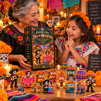 ⚡Pueblo del Día de Muertos 2026 – 24-Day Day of the Dead Collectible Countdown Calendar with 24 Unique Miniatures