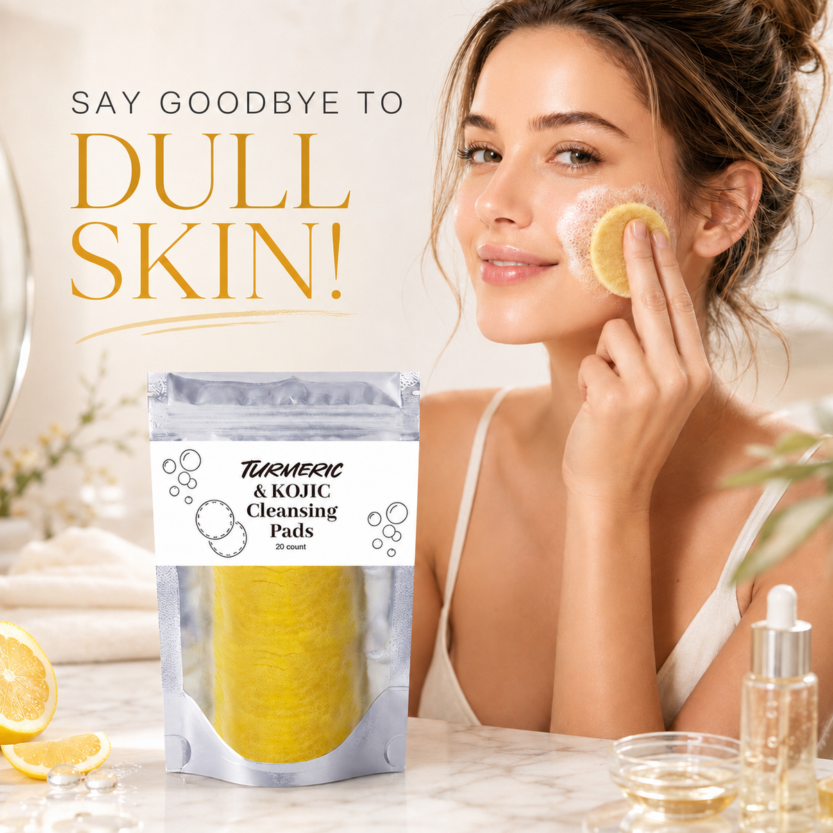🔥 Natural Turmeric & Kojic Acid Gentle Face Cleansing Pads🔥
