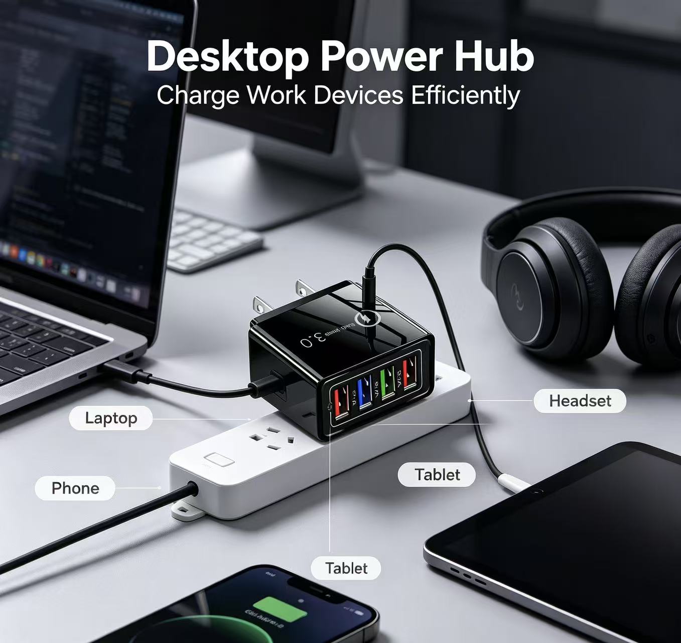 Four-Port Travel Charger for Extended Phone Battery Life