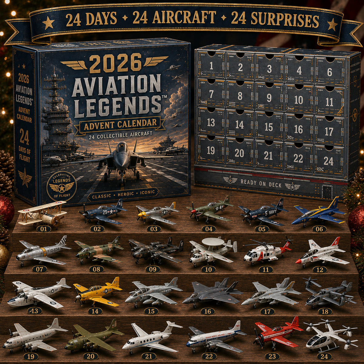 ✈️🎁2026 Aviation Legends 24-Day Aircraft Advent Calendar – 24 Collectible Airplane Surprises for Aviation Fans