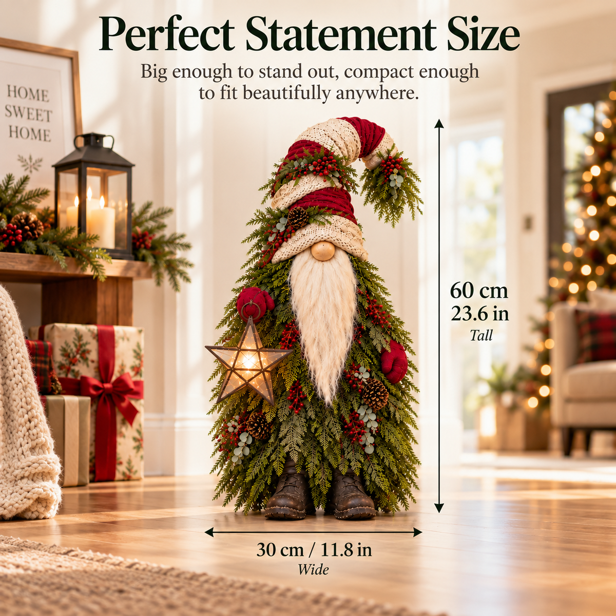 💫Evergreen Star Gnome™ Lighted Christmas Woodland Decor