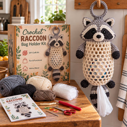 🎉Crochet Animal Bag Holder DIY Kit – Cute & Functional Hanging Storage Craft Kit🎉