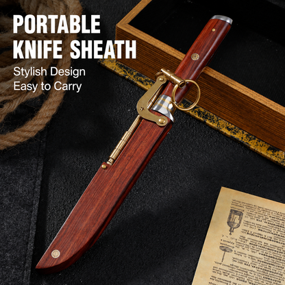 M390 Premium Fixed Blade Knife – Solid Wood & Brass Handle with Quick-Release Sheath