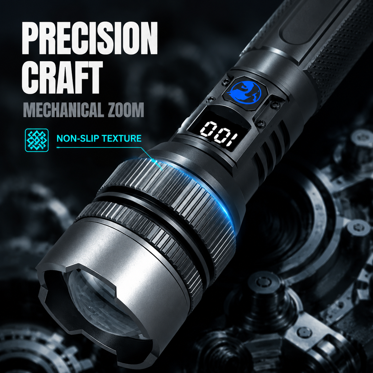 🔦 High-Power Flashlight – Zoomable, Power Bank + Digital Battery Display, Aluminum Alloy