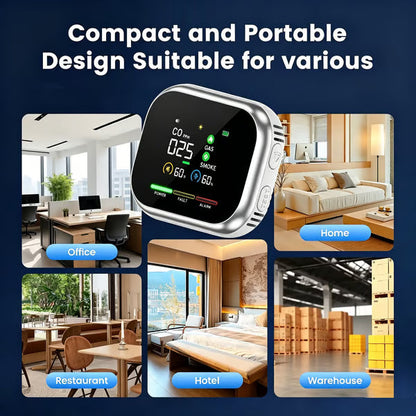🛡️ Smart 6-in-1 Gas Detector – CO Smoke & Gas Leak Alarm With LCD Display