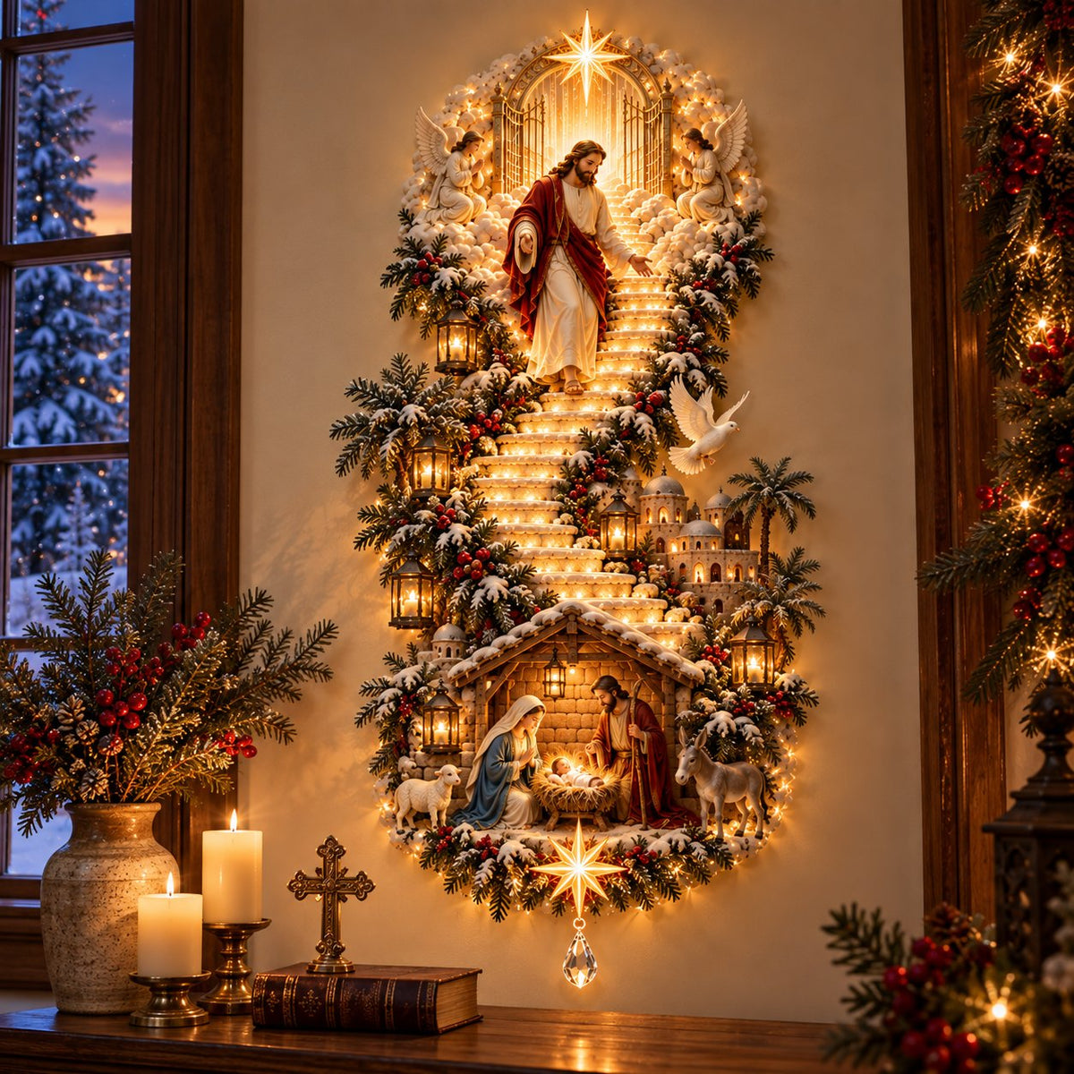 ⏳ 49% OFF ✨ Jesus Light of Heaven Nativity Wall Hanging – Christmas Decor ✝️