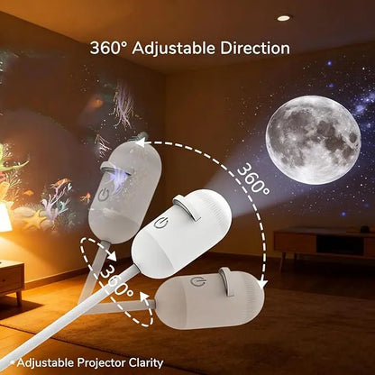 ✨🔭2-in-1 Galaxy Projector Night Light | USB Mini Star & Moon Projector for Bedroom, Adjustable Brightness, 360° Projection