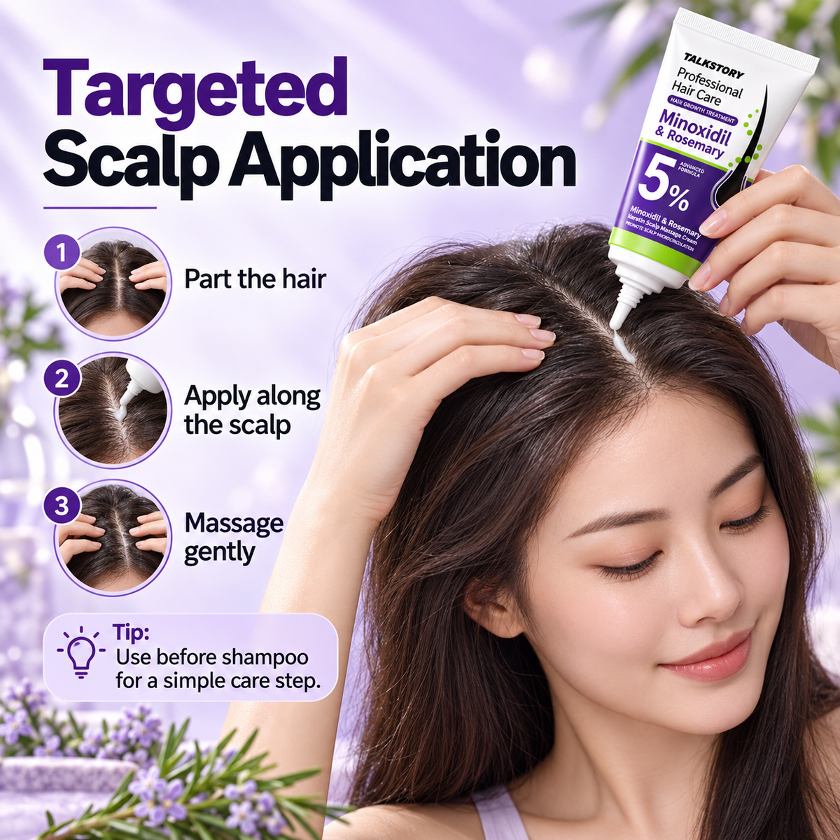 ✨5% Minoxidil & Rosemary Scalp Massage Cream with Keratin