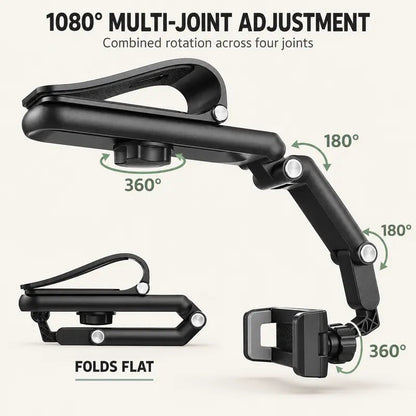🎁Foldable Car Phone Holder for Sun Visor, Adjustable Arm with 360° Phone Rotation, Spring Clip Mount for 4–6.5 Inch Smartphones, Black,toolupgrade