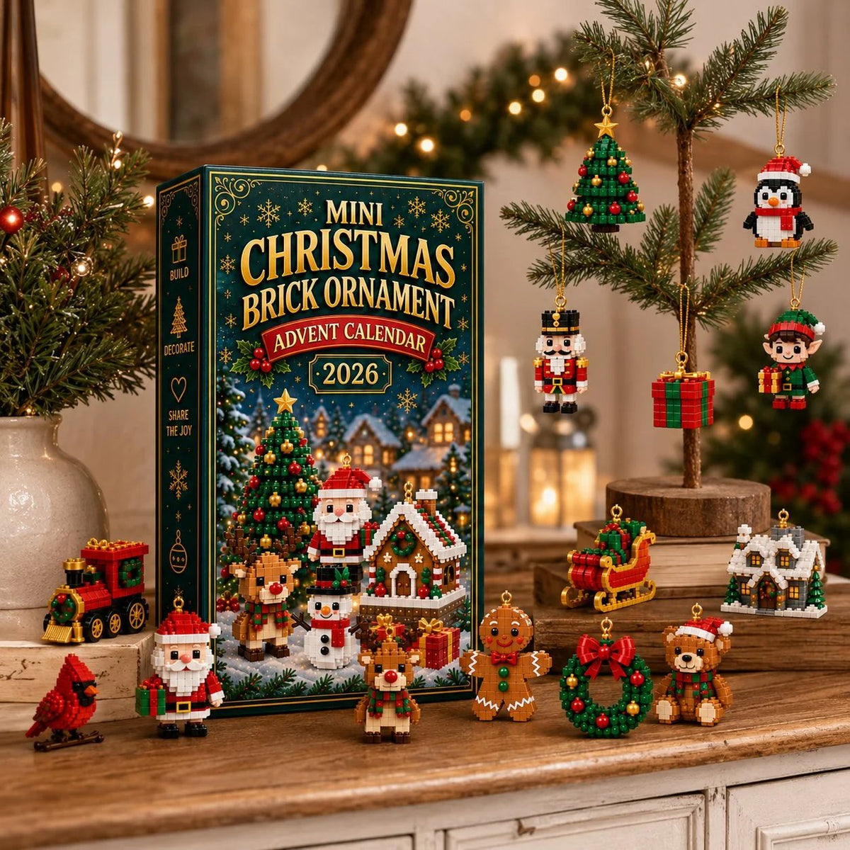 ⏳ Last day to save 50% – 🎄 24-Day Mini Christmas Ornament Advent Calendar | buildable designs with hanging loops 🧱