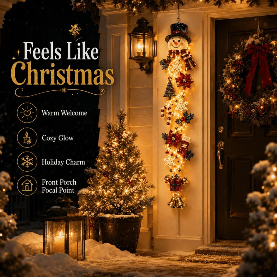 🎄Light-Up Christmas Door Hanger – 6 Festive Designs with Warm Holiday Glow ✨