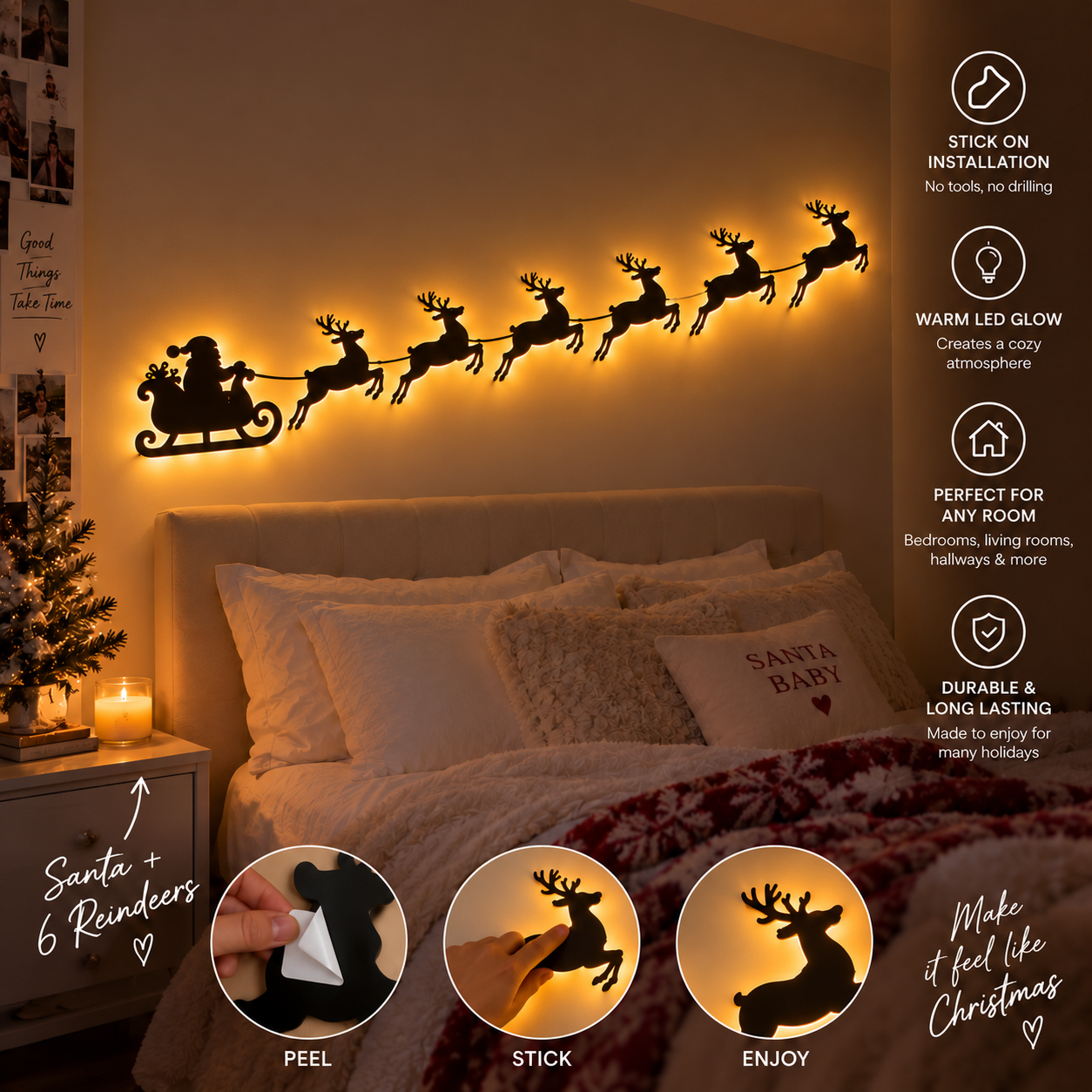 🦌 Reindeer Sleigh Press On✨