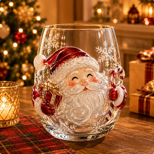 🎄Magical Christmas 3D Glass Cup Collection – Santa, Reindeer, Snowman & Christmas Tree