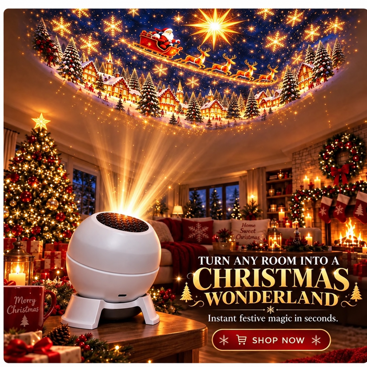 🔥Turn Any Room Into a Christmas Wonderland – Holiday Projection Night Light❄️