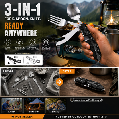 🎉Surprise 50% off！🏕️Must-have for outdoor trips 🍴🥄4-In-1 Outdoor Folding Multifunctional Tableware