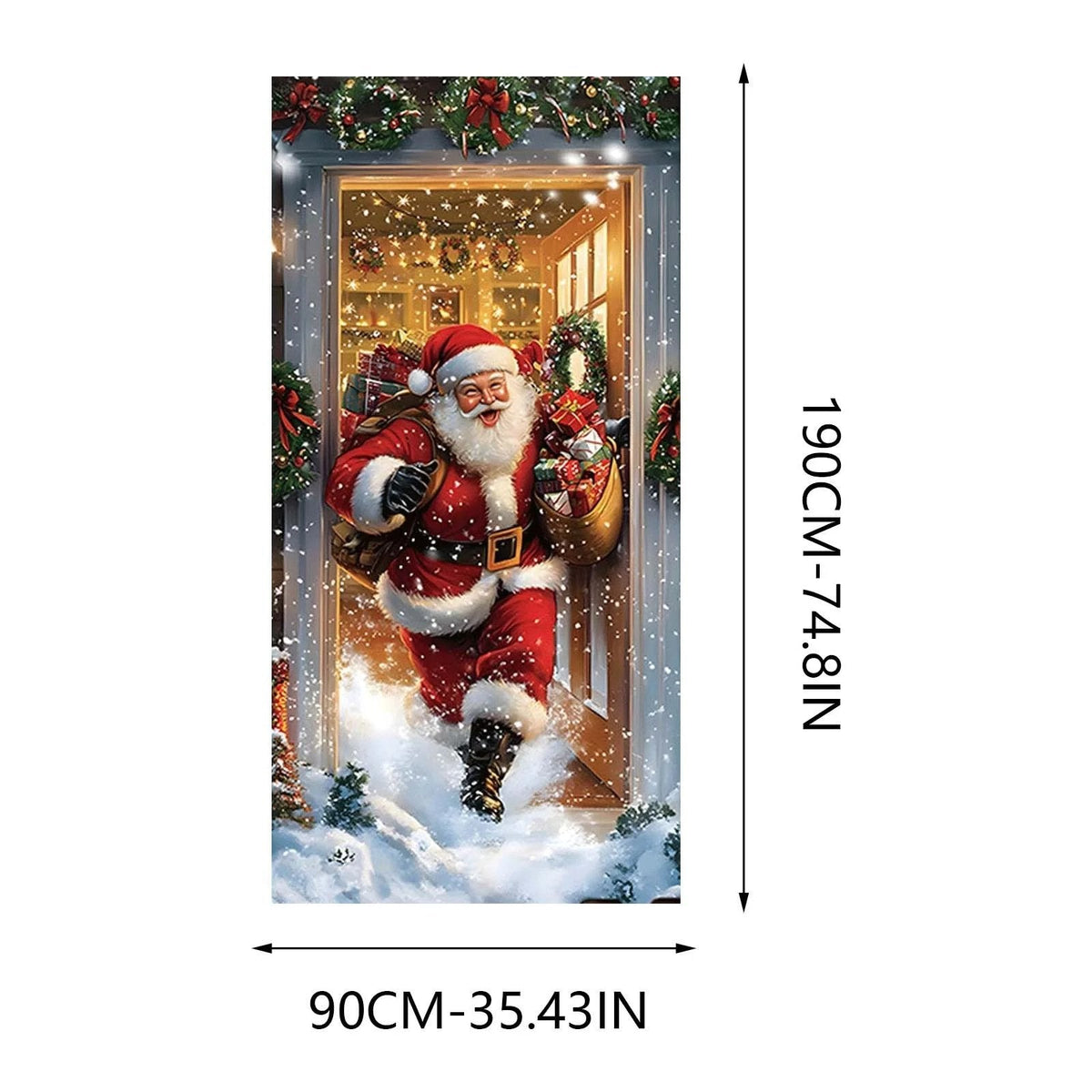 🎅 Santa Christmas Door Cover with Elastic Edges | Reusable Holiday Decor 🎄