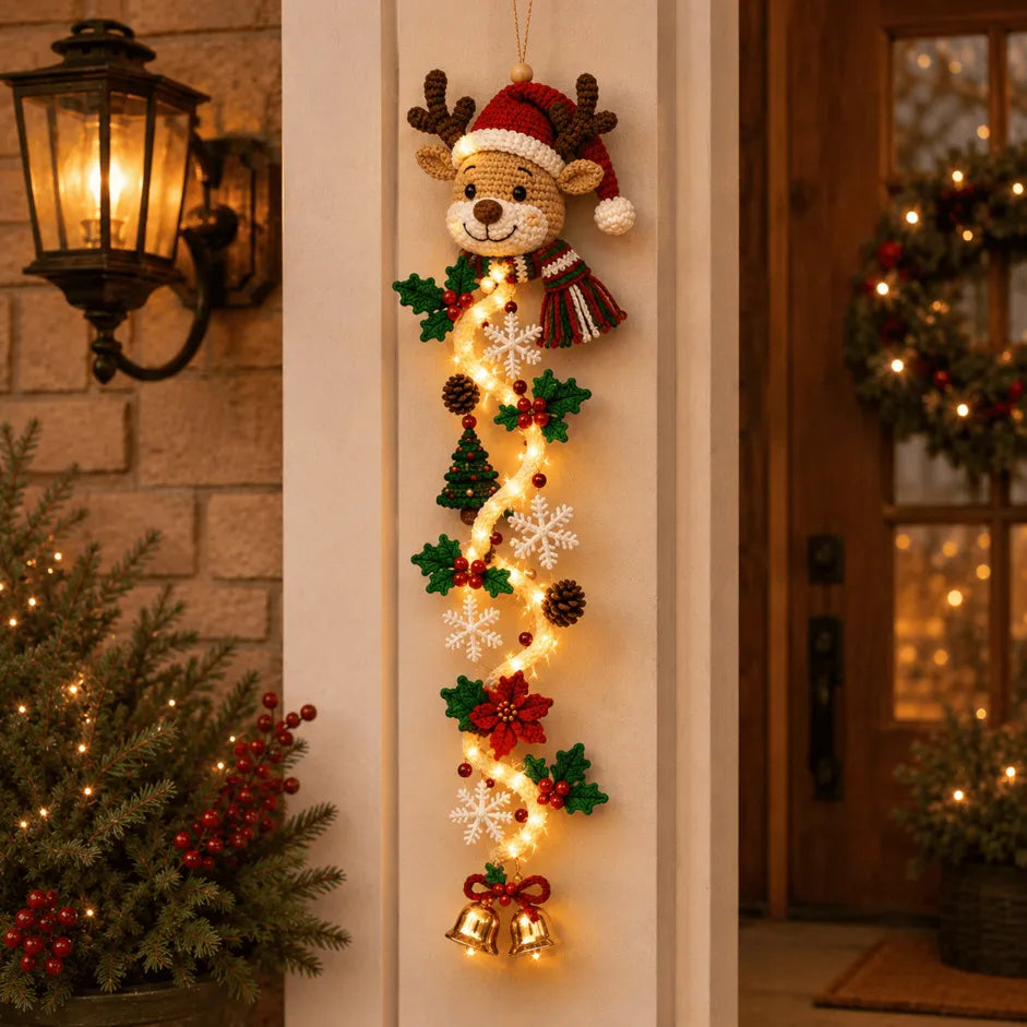 🎄Light-Up Christmas Door Hanger – 6 Festive Designs with Warm Holiday Glow ✨