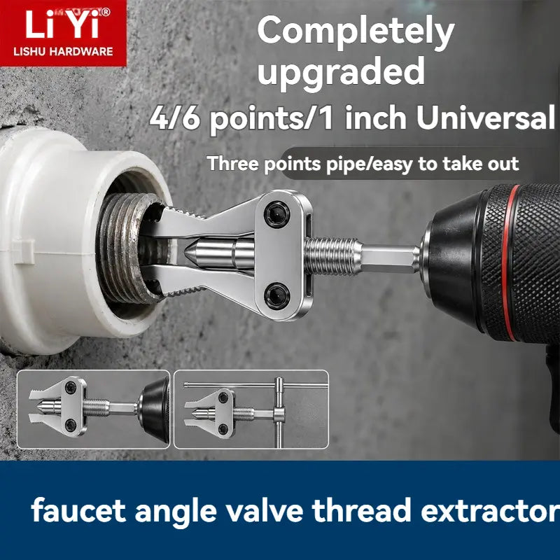 Broken Pipe Thread Extractor, Universal 1/2" 3/4" 1" Pipe Nipple Remover, Drill Powered Broken Thread Removal Tool