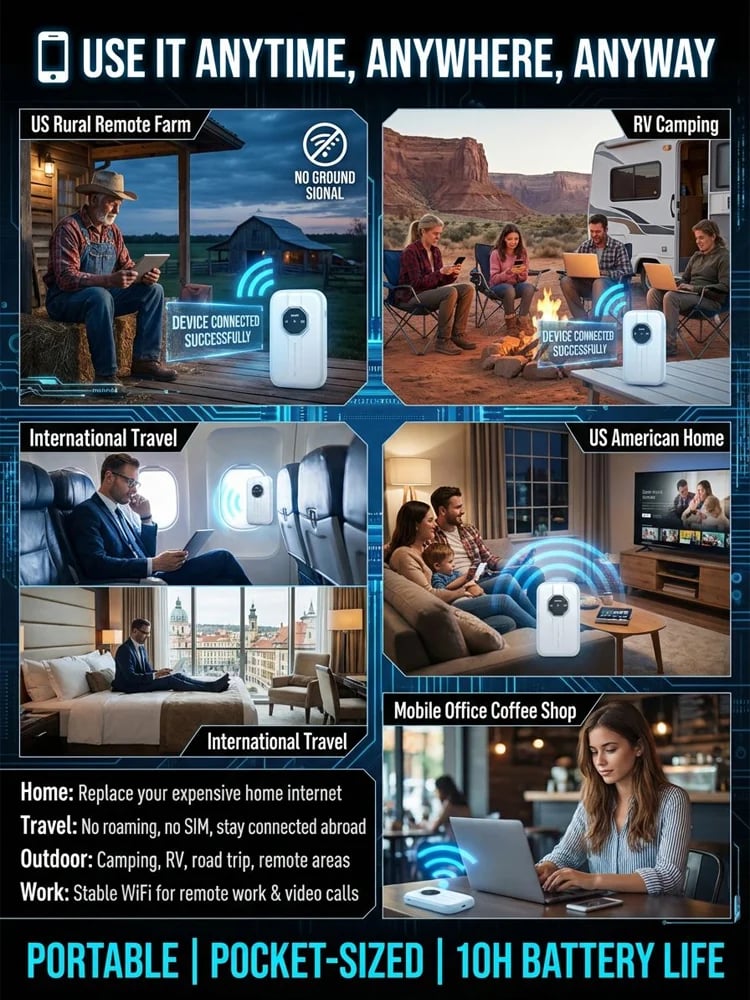 🎁This Week's Special Price $37.99-- [Power on and use] All-network portable wifi