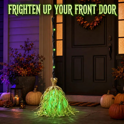 🧹Magical Animated Witch Broom, Built‑in Lights, Music & Swinging Motion