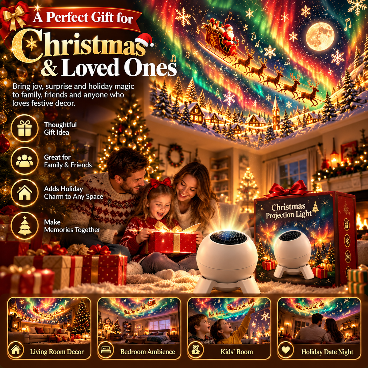 🎅 Magical Christmas Scene Projector – Transform Your Room into a Holiday Wonderland ✨