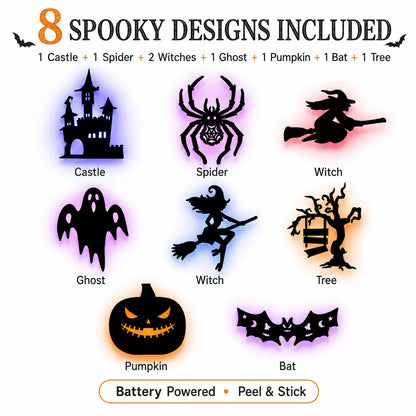 🎃Halloween LED Wall Decor Lights, Peel & Stick Battery Powered Silhouette Stickers