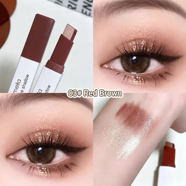 🎨 Dual-Color Eyeshadow Stick – Matte & Shimmer, Waterproof, Beginner-Friendly