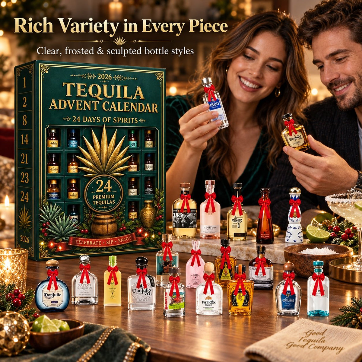 🔥24 Days Mini Tequila Bottle Advent Calendar Blind Box | Holiday Decor & Collector Gift