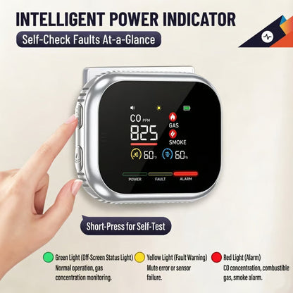 🛡️ Smart 6-in-1 Gas Detector – CO Smoke & Gas Leak Alarm With LCD Display