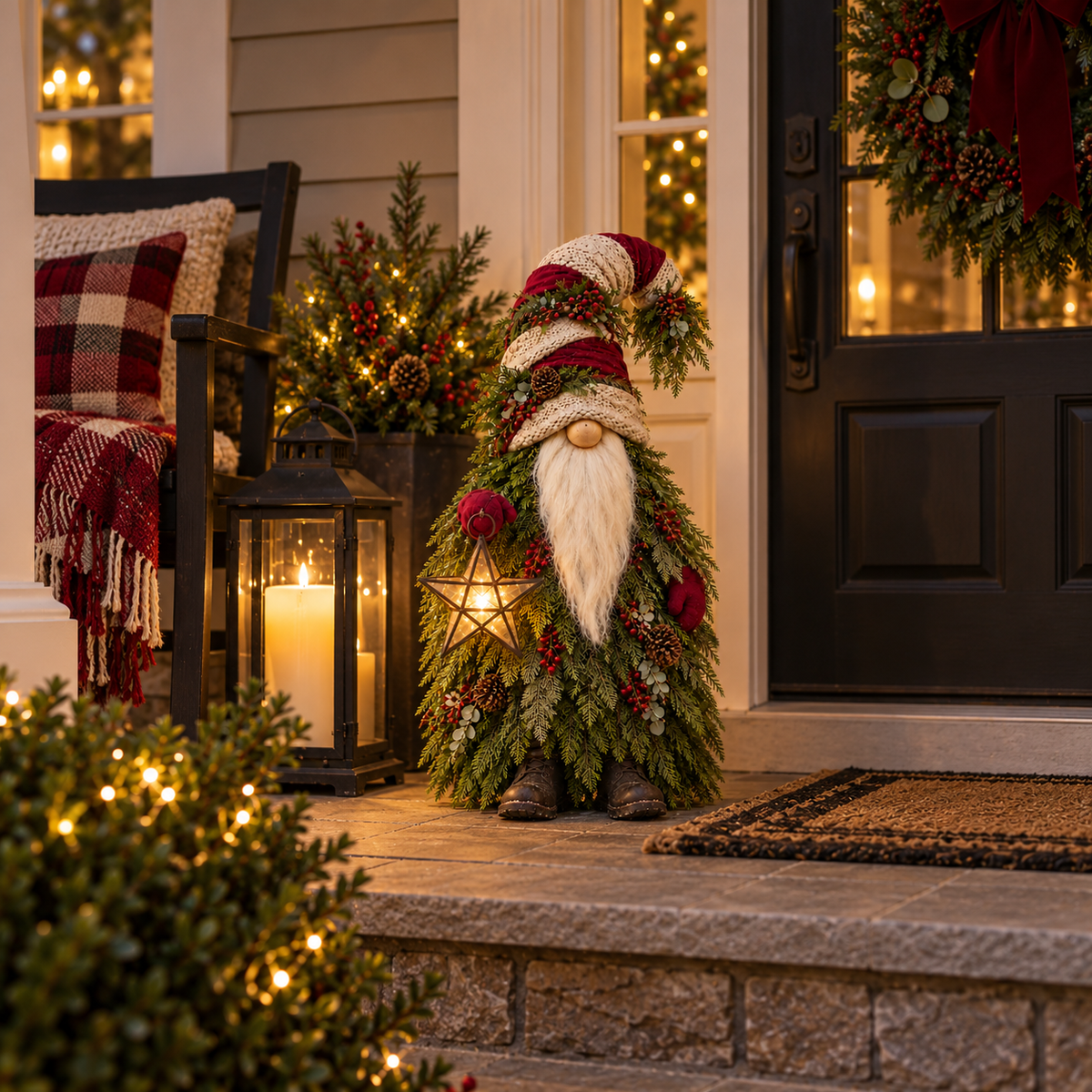 💫Evergreen Star Gnome™ Lighted Christmas Woodland Decor