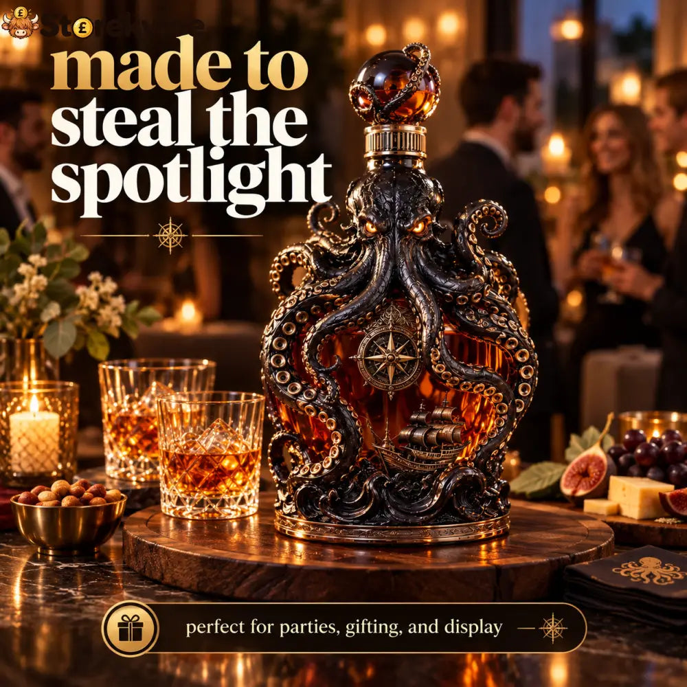 🐙Deep-sea Octopus Voyage Octopus Whiskey Decanter | Gothic Nautical Bar Centerpiece