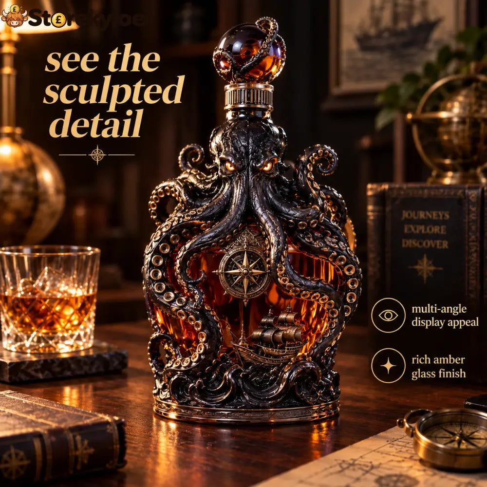 🐙Deep-sea Octopus Voyage Octopus Whiskey Decanter | Gothic Nautical Bar Centerpiece