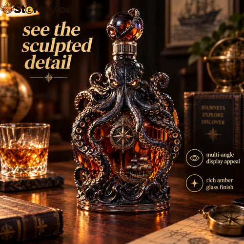 🐙Deep-sea Octopus Voyage Octopus Whiskey Decanter | Gothic Nautical Bar Centerpiece