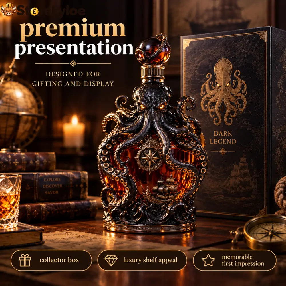 🐙Deep-sea Octopus Voyage Octopus Whiskey Decanter | Gothic Nautical Bar Centerpiece