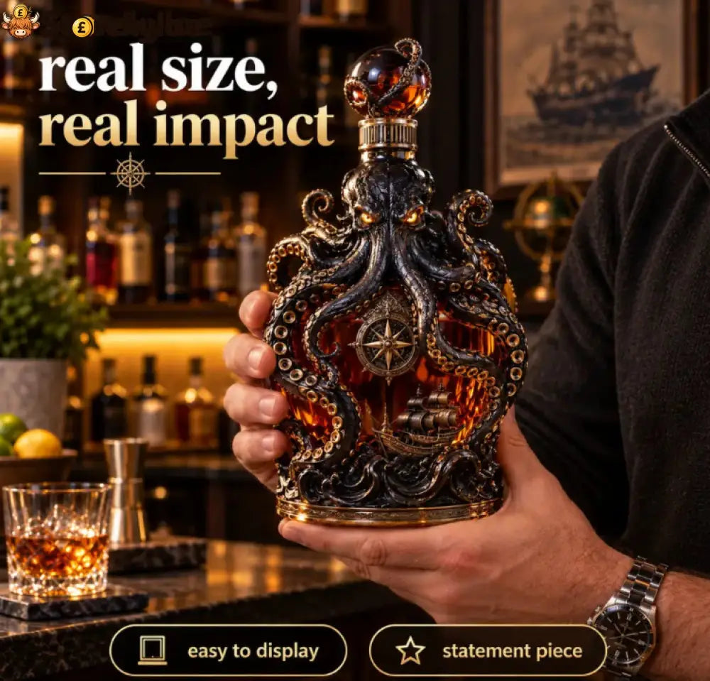 🐙Deep-sea Octopus Voyage Octopus Whiskey Decanter | Gothic Nautical Bar Centerpiece