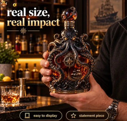 🐙Deep-sea Octopus Voyage Octopus Whiskey Decanter | Gothic Nautical Bar Centerpiece
