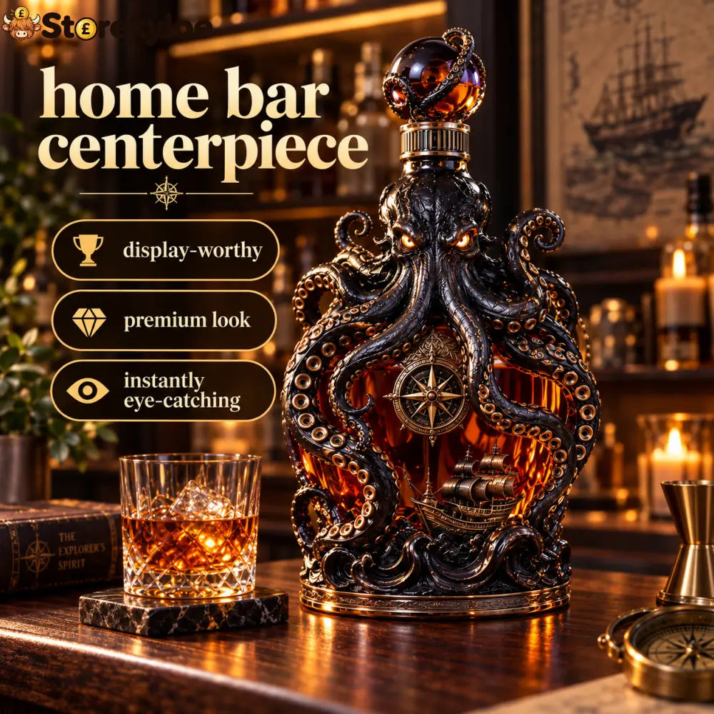 🐙Deep-sea Octopus Voyage Octopus Whiskey Decanter | Gothic Nautical Bar Centerpiece