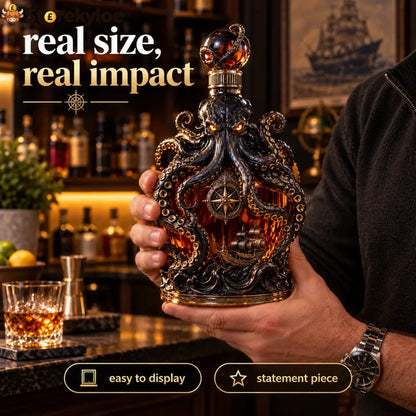 🐙Deep-sea Octopus Voyage Octopus Whiskey Decanter | Gothic Nautical Bar Centerpiece