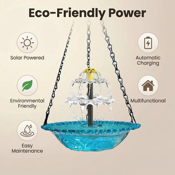 ⚡Solar Cascade Hanging Bird Bath Fountain