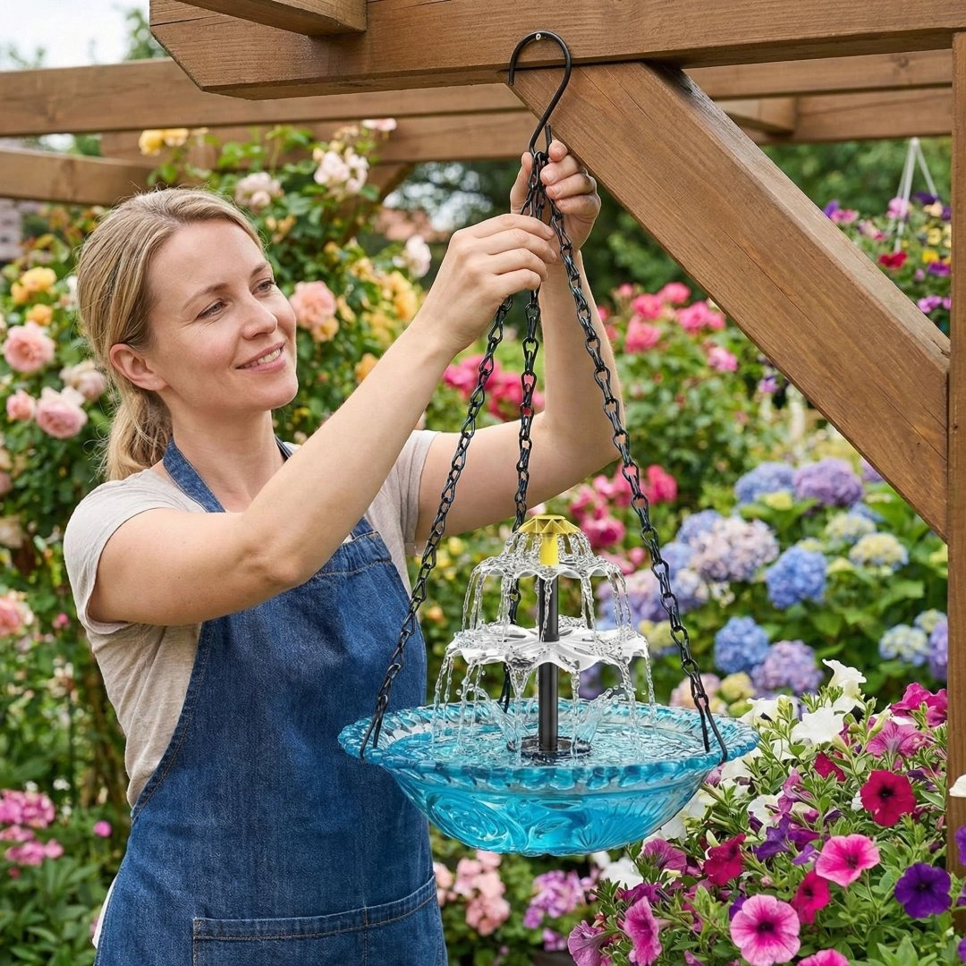 ⚡Solar Cascade Hanging Bird Bath Fountain
