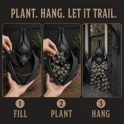 🦇 Upside‑Down Hanging Bat Planter