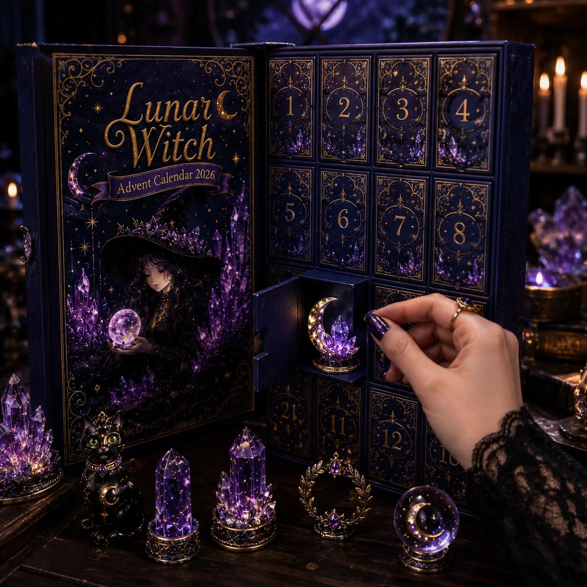 🏆Limited Time Sale 49% OFF🎄🔮Lunar Witch Advent Calendar 2026 – 24 Enchanted Crystal Miniatures for a Magical Moonlit Countdown