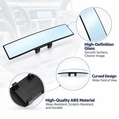 🔧🚗 Wide Angle Rear View Mirror – 12' Anti-Glare Panoramic Clip-On Car Mirror