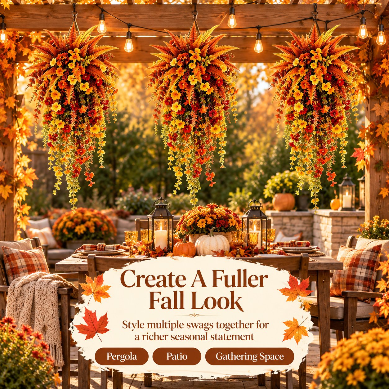 ⚡Autumn Cascading Floral Hanging Swag
