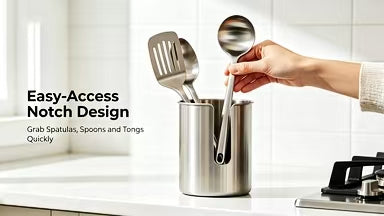 1 Count, Thickened Stainless Steel Utensil Organizer, Rust Resistant Easy to Clean Multi-purpose Storage Holder for Kitchen Countertop
