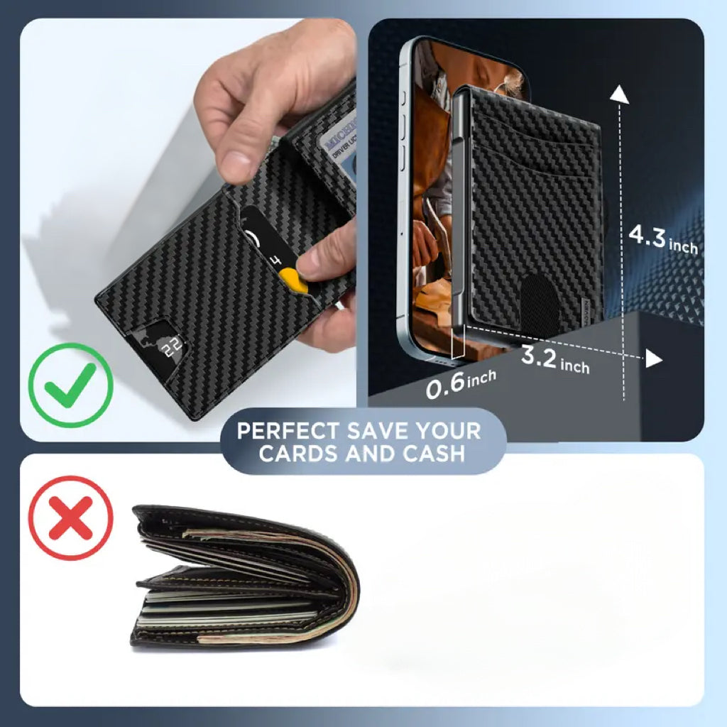 🔥2026 New Wallet for Men - Pop Up Case, Cash Slot, and Credit Card Slot - Aluminum Wallet with RFID Blocking, Minimalist Leather Wallet Front Pocket with ID Window